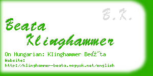 beata klinghammer business card